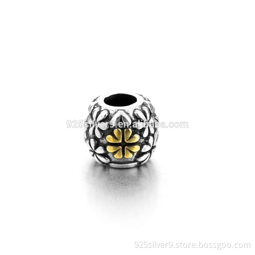 Customized beautiful flower shaped 925 silver jewelry silver bead For Bracelets wholesale beads jewelry molecules